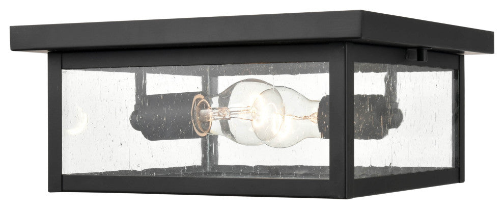 2 Light 12 in. Powder Coat Black Outdoor