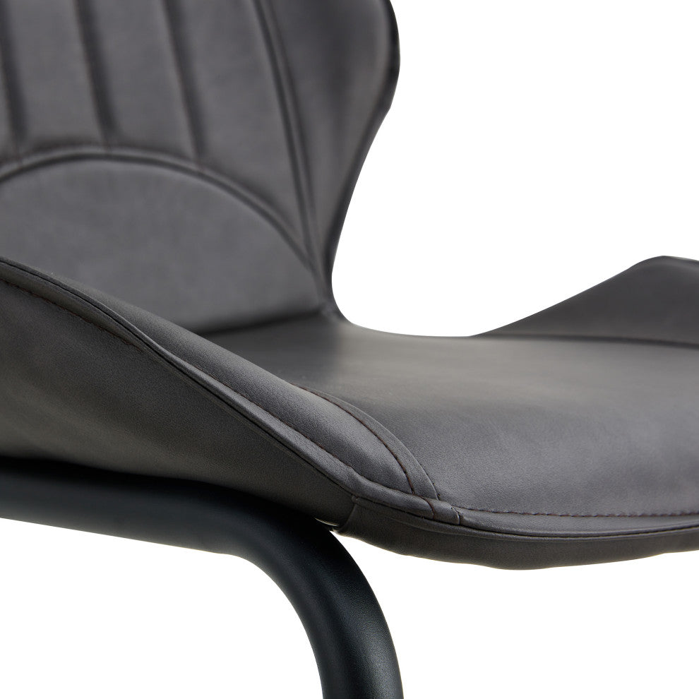 Modern PU 4 Bar chairs with Metal Legs for Dining,kitchen and Bar, Dark Brown