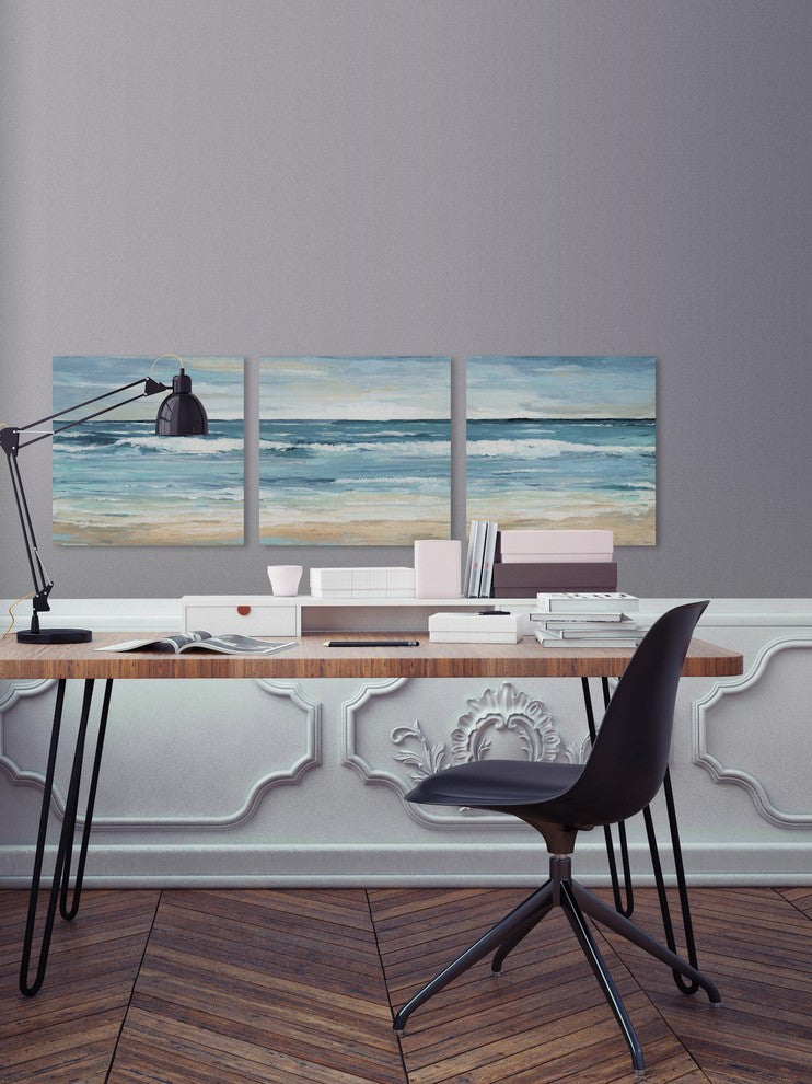 Blue Waves Triptych, 54"x18"