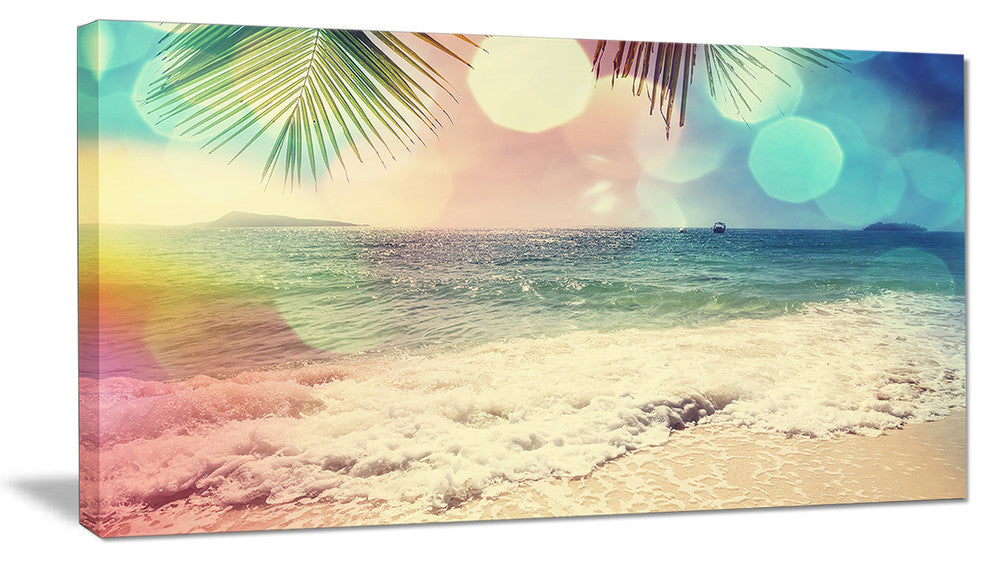 "Colorful Serenity Tropical Beach" Seashore Canvas Print, 32"x16"