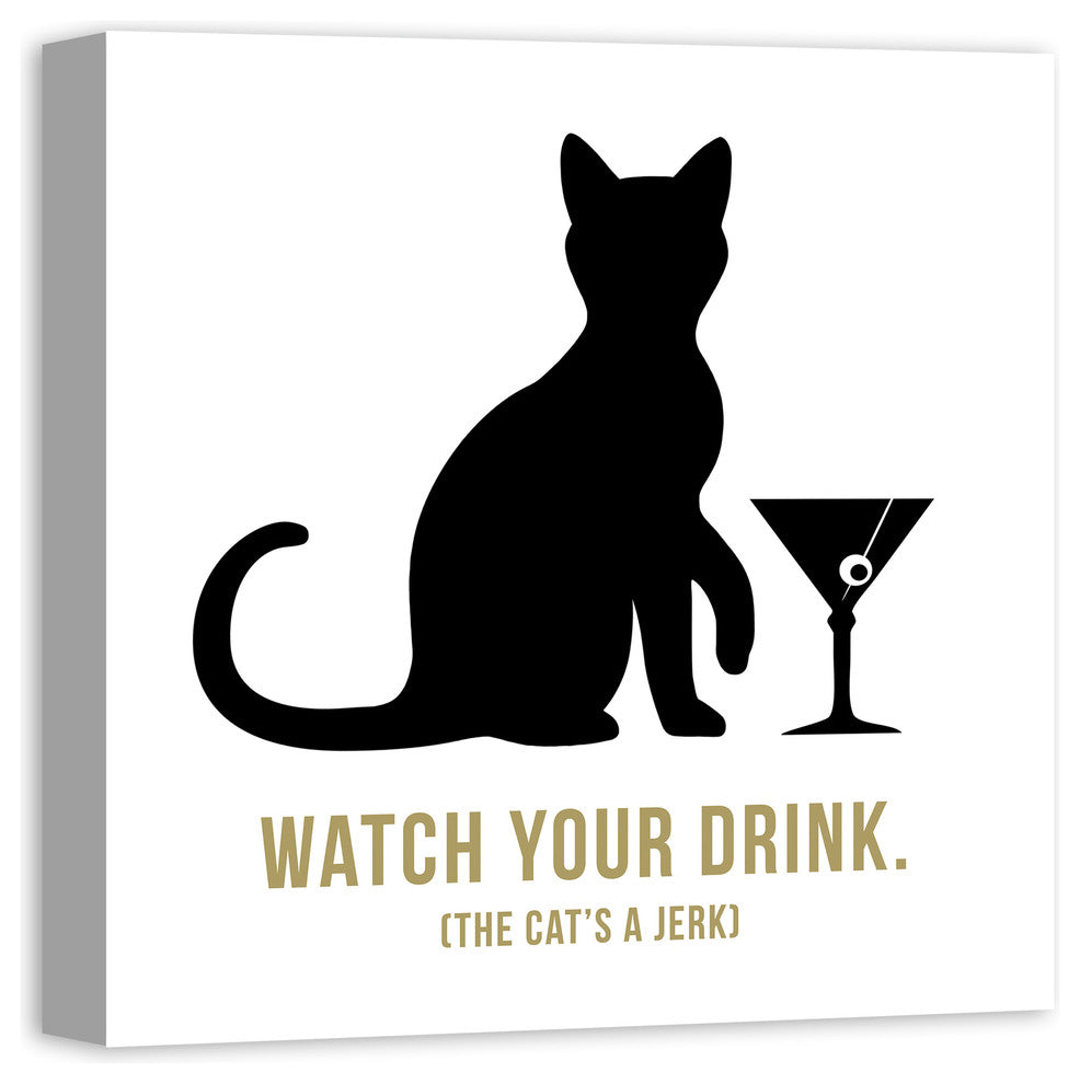 Designs Direct Creative Group Jerk Cat Martini 20x20 Canvas Wall Art