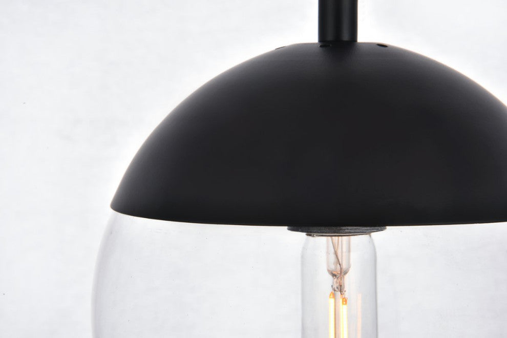 Elsa 1-Light Black Plug-In Pendant With Clear Glass