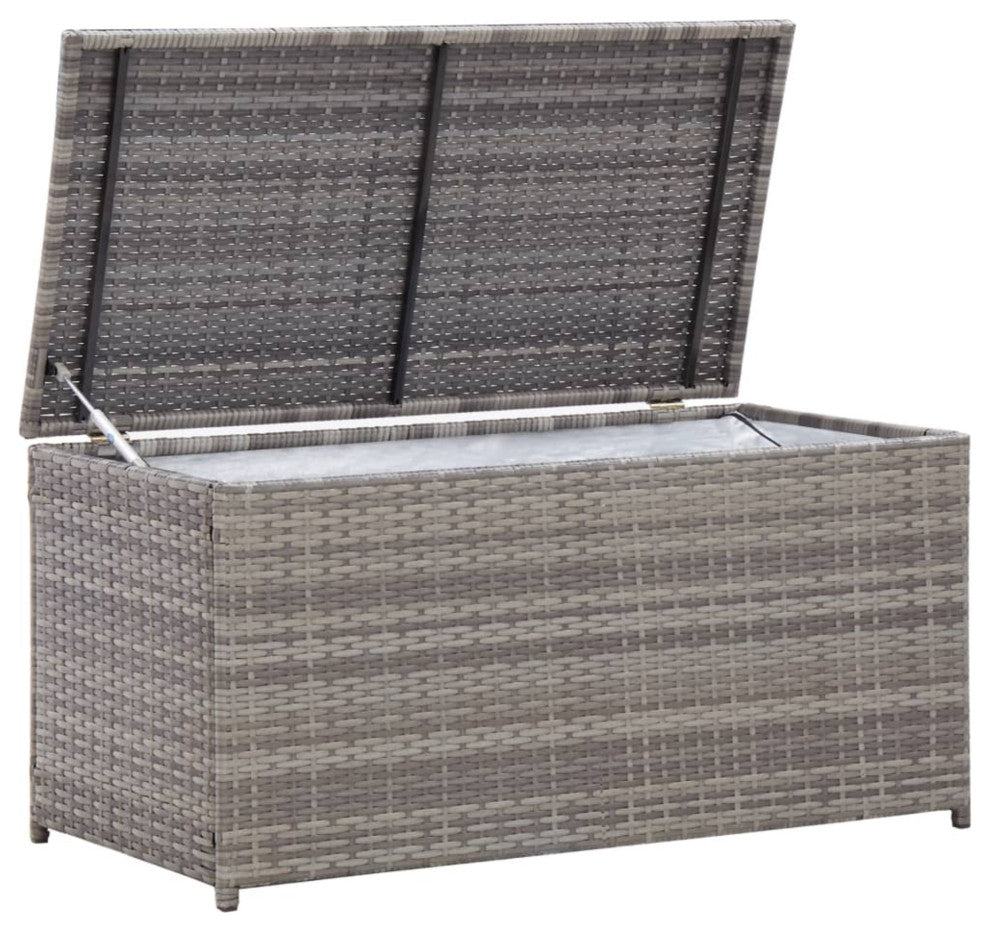 vidaXL Garden Storage Box Poly Rattan 39.4"x19.7"x19.7" Gray