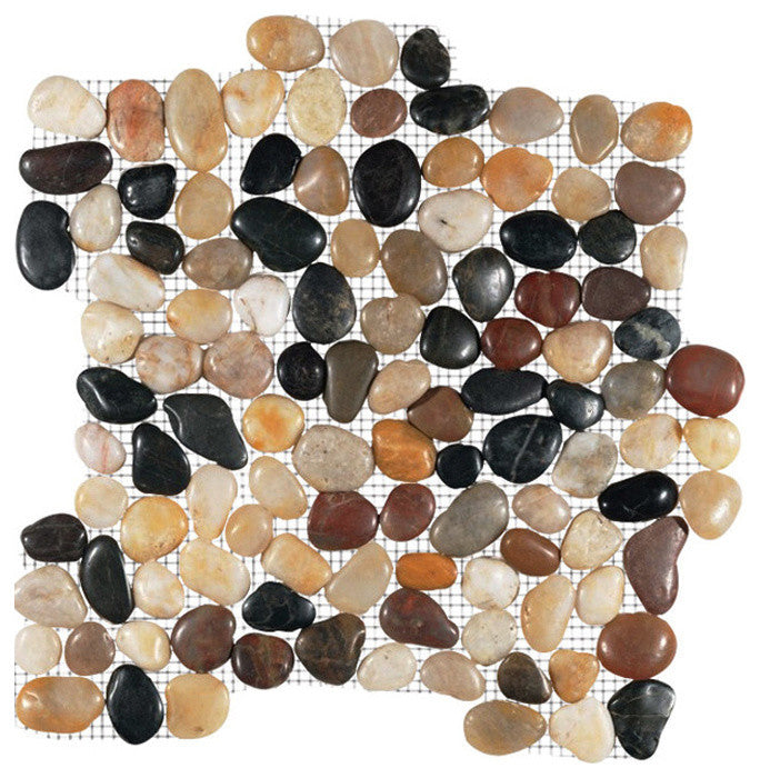 Sahara Interlocking Polished Pebbles, 12"x12", Set of 10