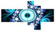 Turquoise Fractal Pattern with Circles, Abstract Canvas Print, 60"x32", 5 panels