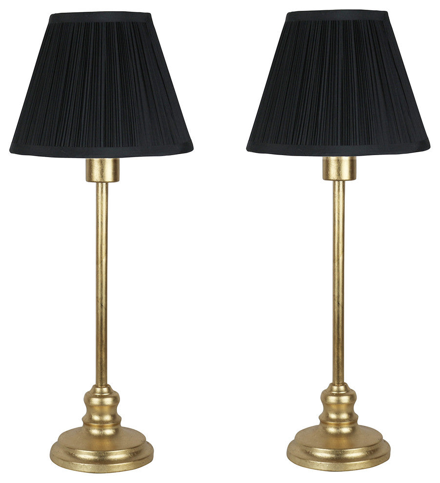Urbanest, Set of 2, Modello Lamps, Antique Gold With Black Shades, 22 1/2" Tall
