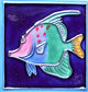 3x3" Pink, Purple, and Green Fish Ceramic Tile Magnet