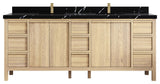 Elizabeth Oak 84" Double Sink Vanity, White 2" Calacatta Black