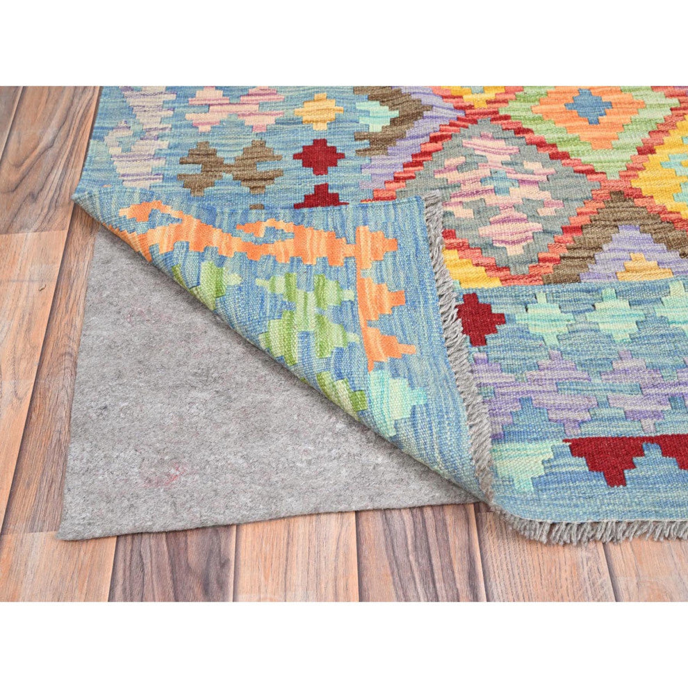 Colorful Extra Soft Wool Afghan Kilim Hand Woven Oriental Rug 10'7"x14'