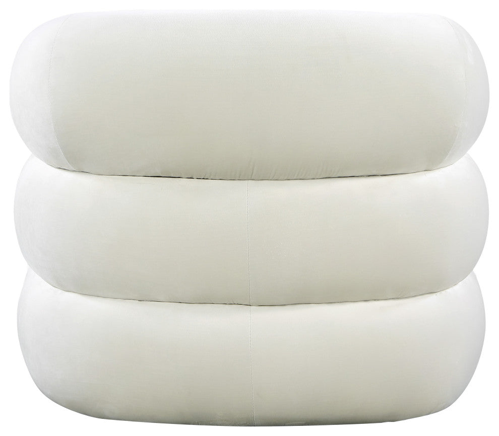 Roxbury Velvet Upholstered Accent Chair, Cream
