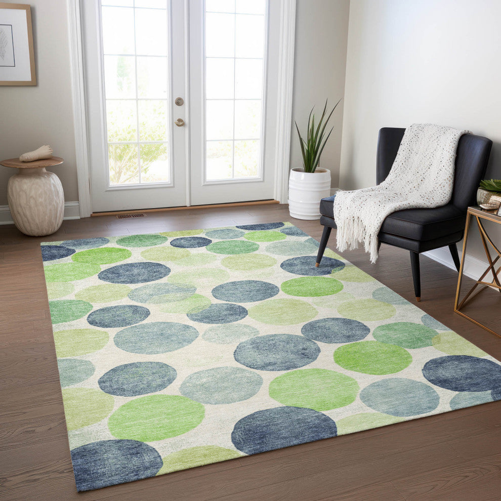 Machine Washable Indoor/Outdoor Chantille ACN1898 Navy 9' x 12' Rug