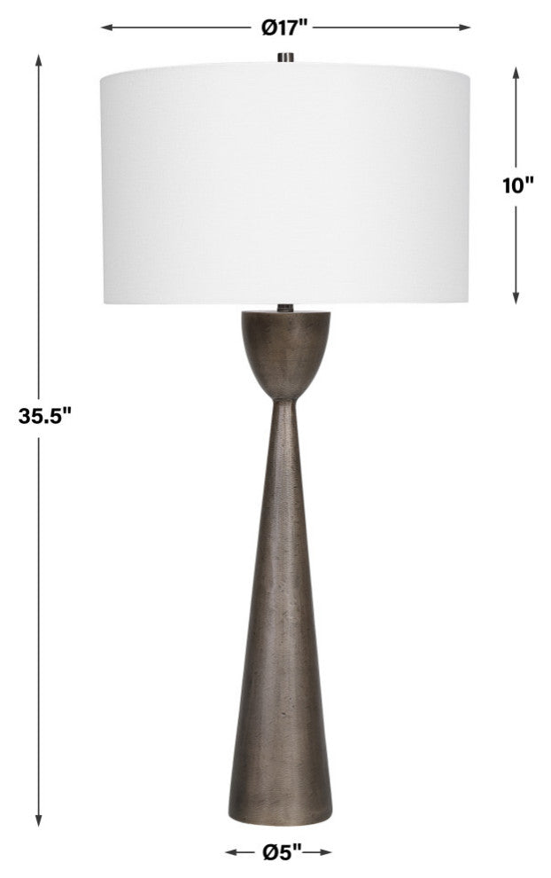 Minimalist Tapered Pyramid Column Aluminum Table Lamp 36 in Metal Geometric