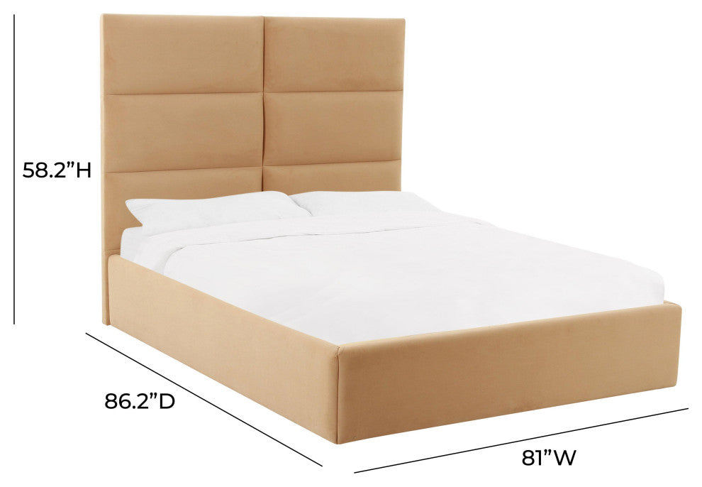 Eliana Honey Velvet King Bed - Honey