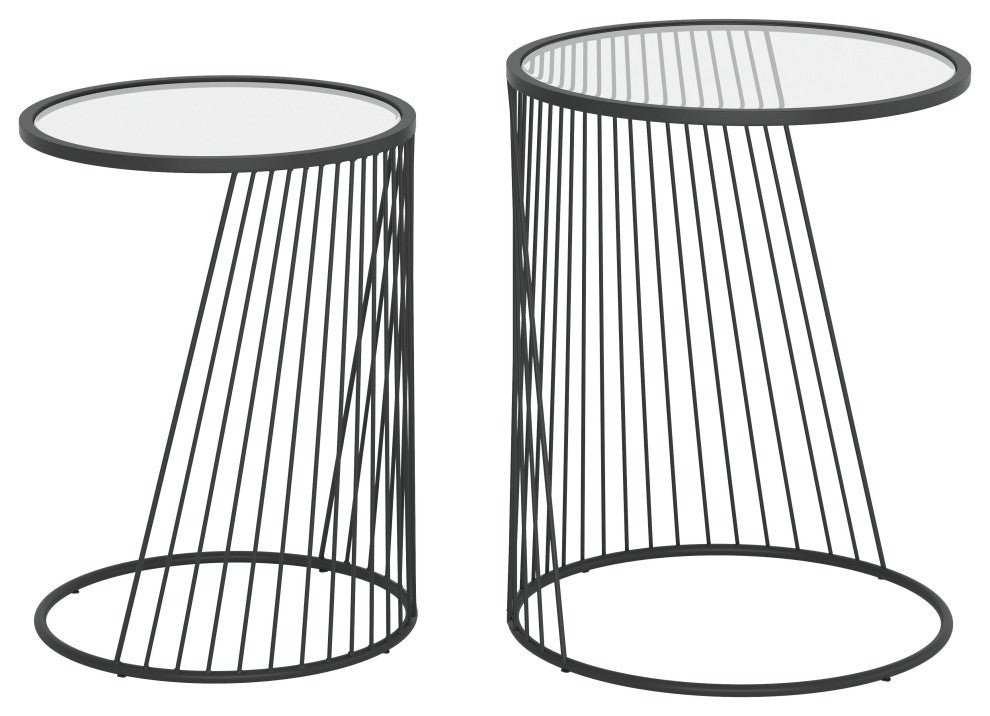 Shine Nesting Tables Set Clear & Black