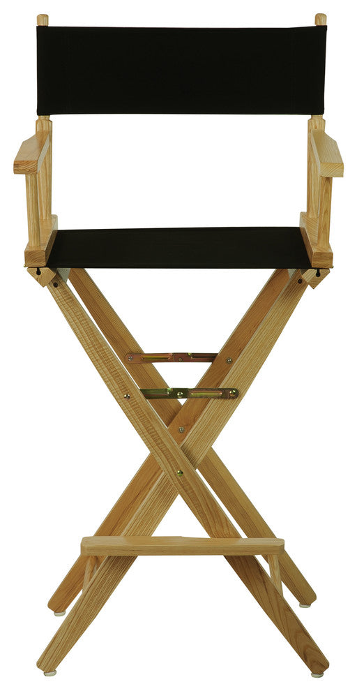 Wide 30" Directors Chair Natural Frame, Black Cover