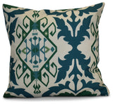 Bombay 6 Geometric Print Pillow, Teal, 18"x18"