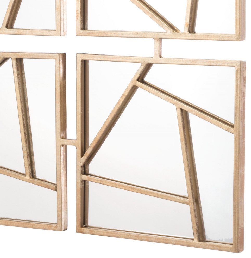 Frame Wall Mirror, Glass, Steel Metal, Gold, Bedroom Living