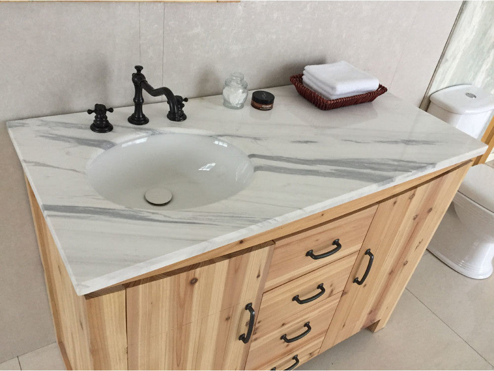 Wallace Solid Fir Single-Sink Vanity, Left Sink, 48", White Top
