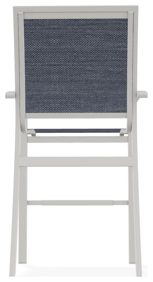 Kendall Sling Bar Height Stackable Outdoor Stool, Augustine Denim/Snow