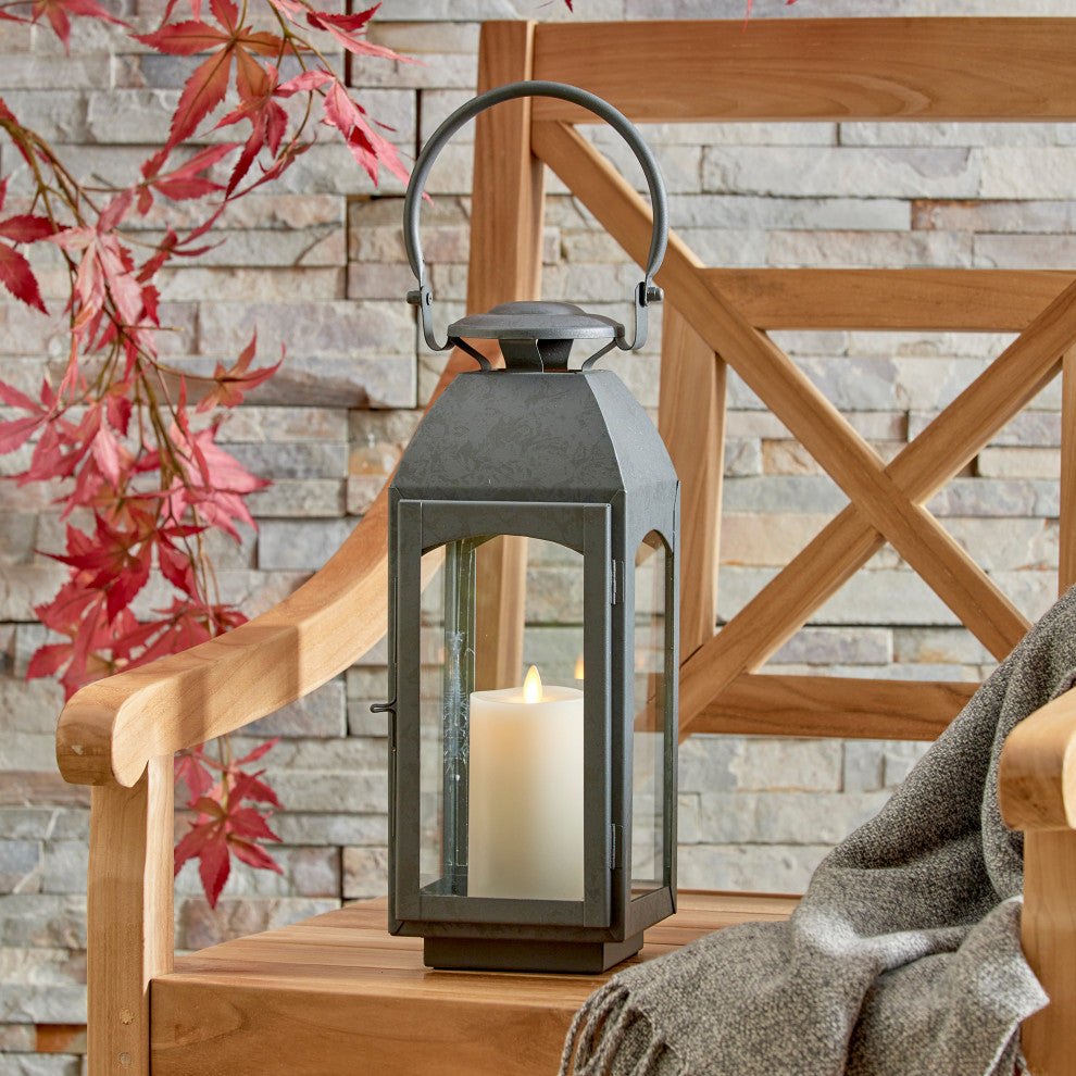 Antoinne Outdoor Lantern, Small, Gray, 6.5x6.5x15.75