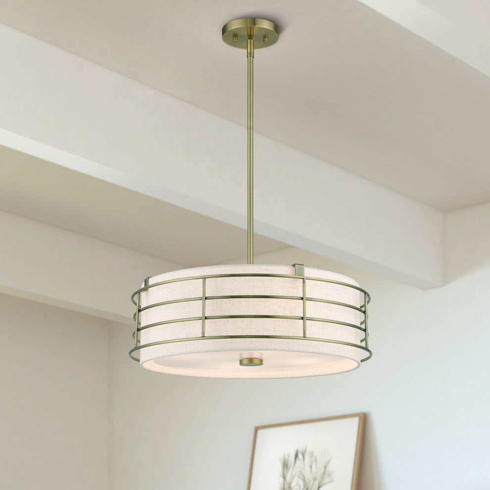 Blanchard 4-Light Antique Brass Pendant Chandelier