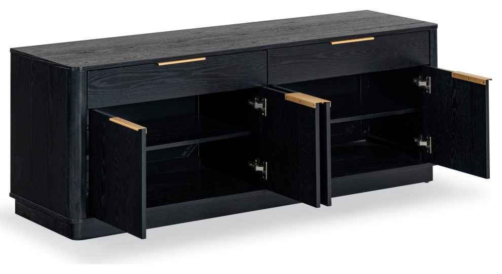 Safavieh Couture Gabrietta Wood Tv Stand, Black/Gold