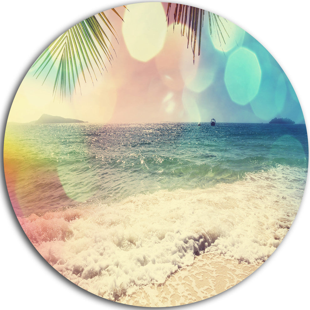 Colorful Serenity Tropical Beach, Seashore Round Wall Art, 11"