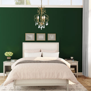 LNC Modern 3-Light Gold Chandelier With Crystal, Lantern Shape