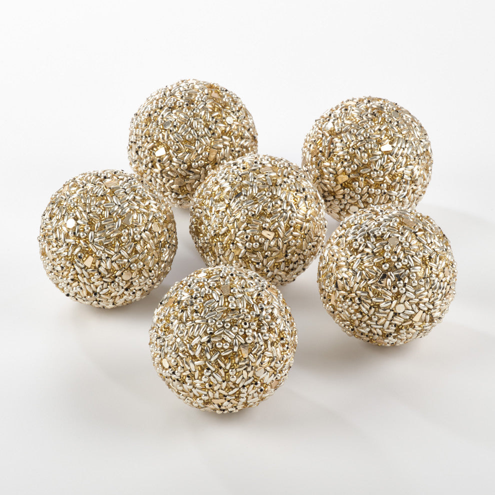 Metallic Design Decorative Spheres, Set of 6, Gold
