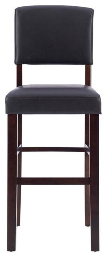Linon Monaco 30" Upholstered Wood & Faux Leather Bar Stool in Espresso/Brown