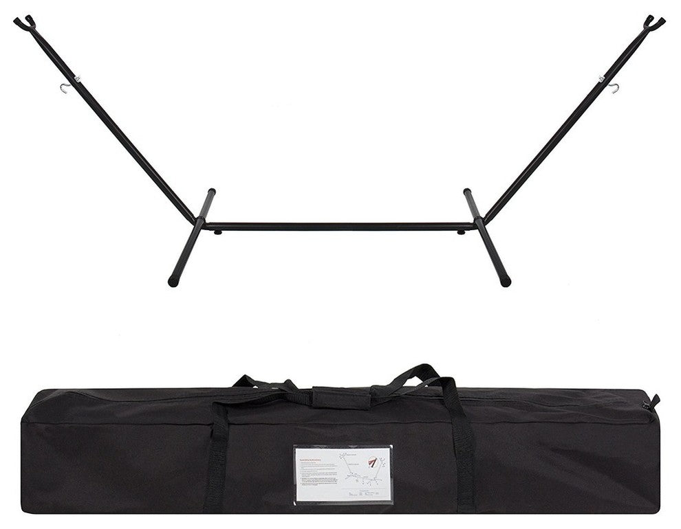 Double Hammock With Space Saving Steel Stand Includes Portable Carrying Case