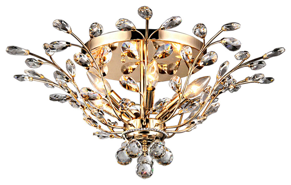 Ava 6-Light Gold 27" Crystal Flush Mount