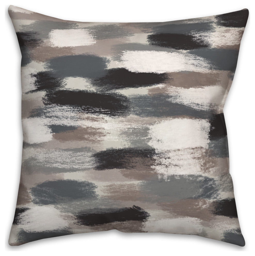 Black Brushstroke Pattern 18x18 Indoor/Outdoor Pillow