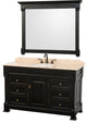 andover 55" Black Single Vanity, Ivory Marble Top, White Um Sink