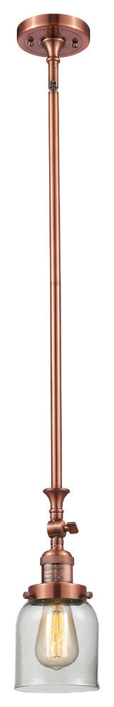 1-Light Small Bell 5" Pendant, Antique Copper, Glass: Clear