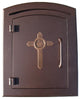 Non-Locking Column Mount Mailbox With "Decorative Cross Logo", Antique Copper