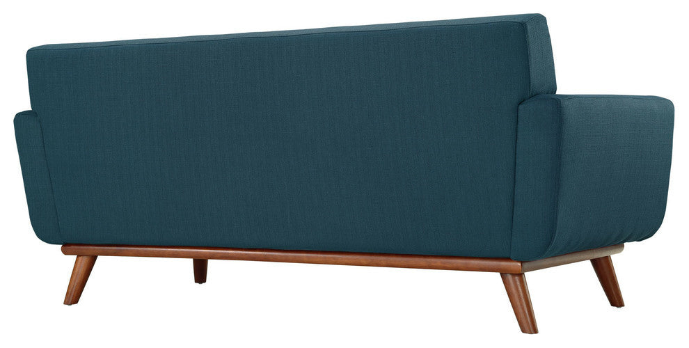 Modern Contemporary Living Room Armchair and Loveseat Sofa, Azure, 2-Piece Set