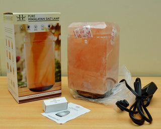 Pure Himalayan Crystal Rock Pink Salt Lamp Decorative Rectangle Shape Table Lamp