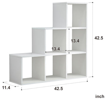 Graduated Step White 6 Cube Shelving Unit