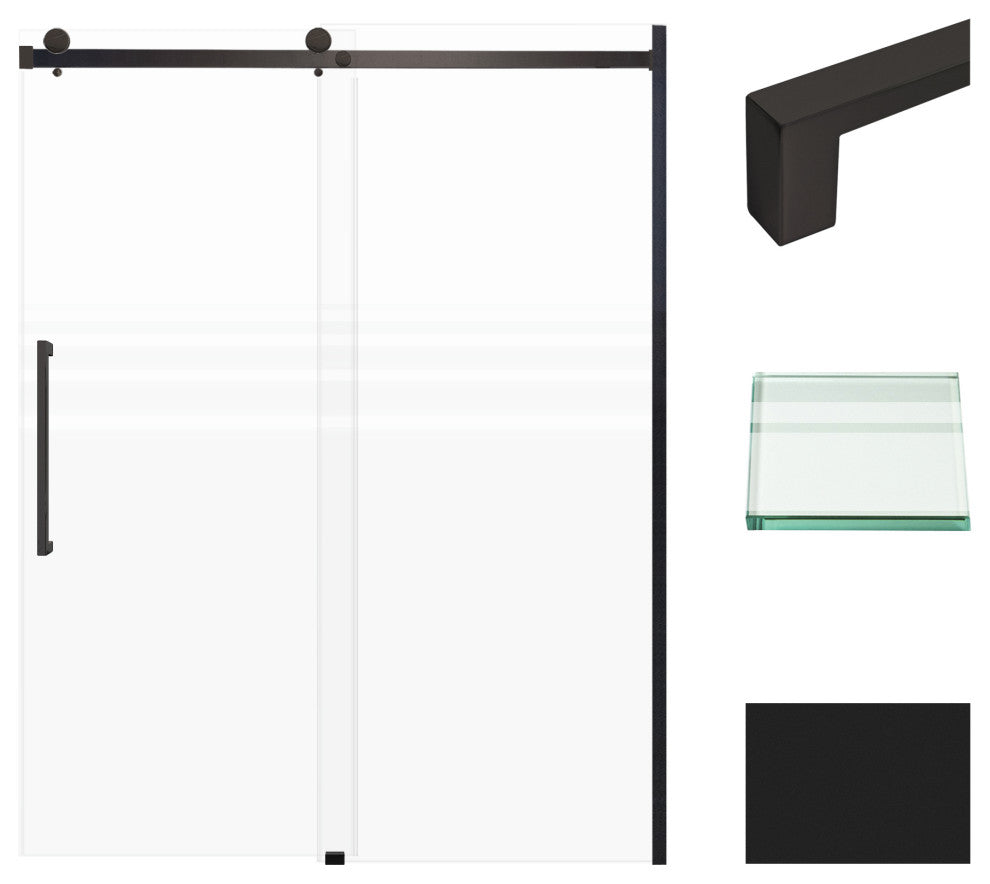 Transolid Madeline 60"x76" Frameless Shower Door with Fixed Panel in Matte Black