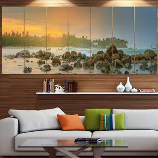 Untouched Tropical Beach Panorama, Landscape Canvas Art Print, 83"x32", 7 Panels