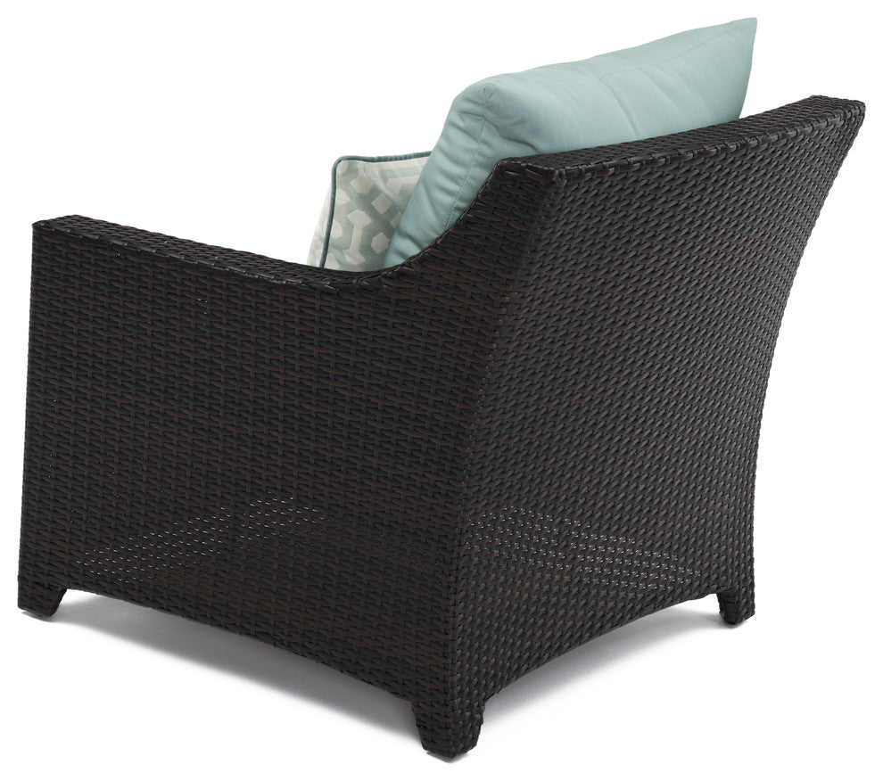 Deco 5 Piece Sunbrella Outdoor Patio Love and Club Seating Set, Spa Blue