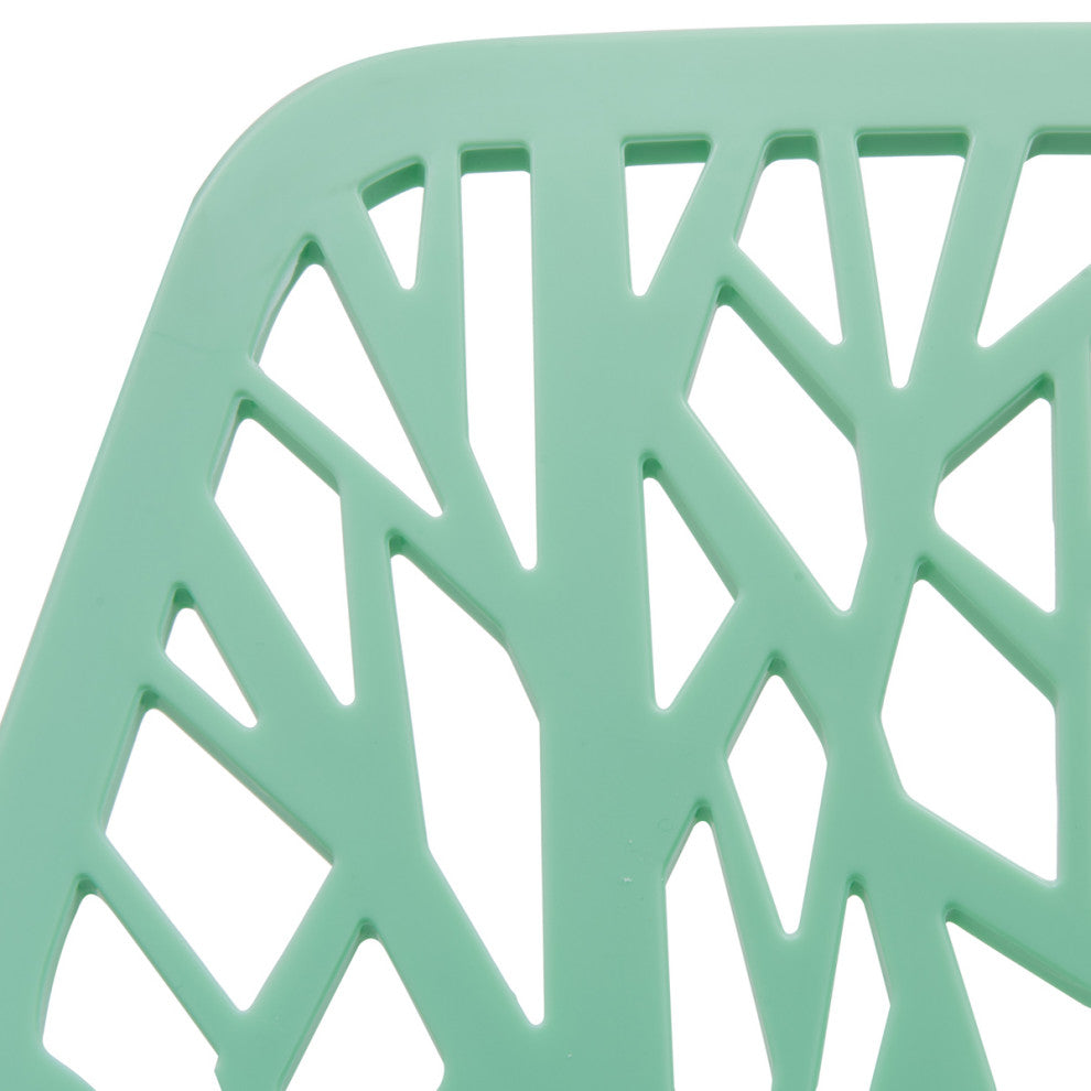 Leisuremod Asbury Plastic Stackable Dining Chair With Chromed Legs, Set of 2, Mint