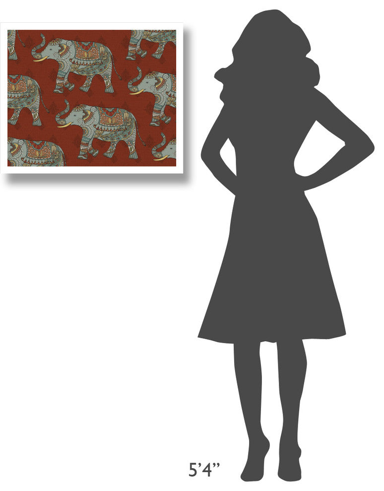 "Elephant Caravan Pattern M" Digital Paper Print by Daphne Brissonnet, 26"x22"