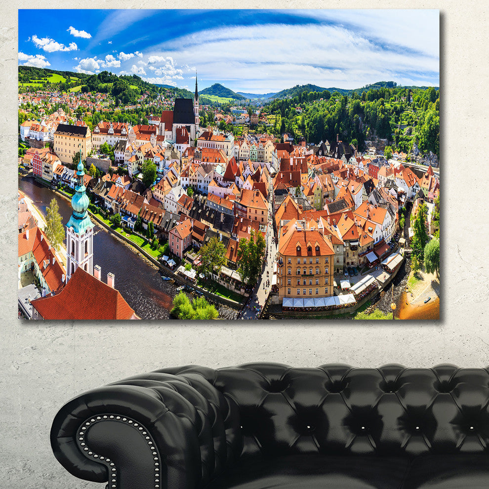City Aerial View Panorama, Large Cityscape Canvas Art Print, 60x40