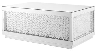 48" Rectangle Crystal Coffee Table, Clear Mirror Finish