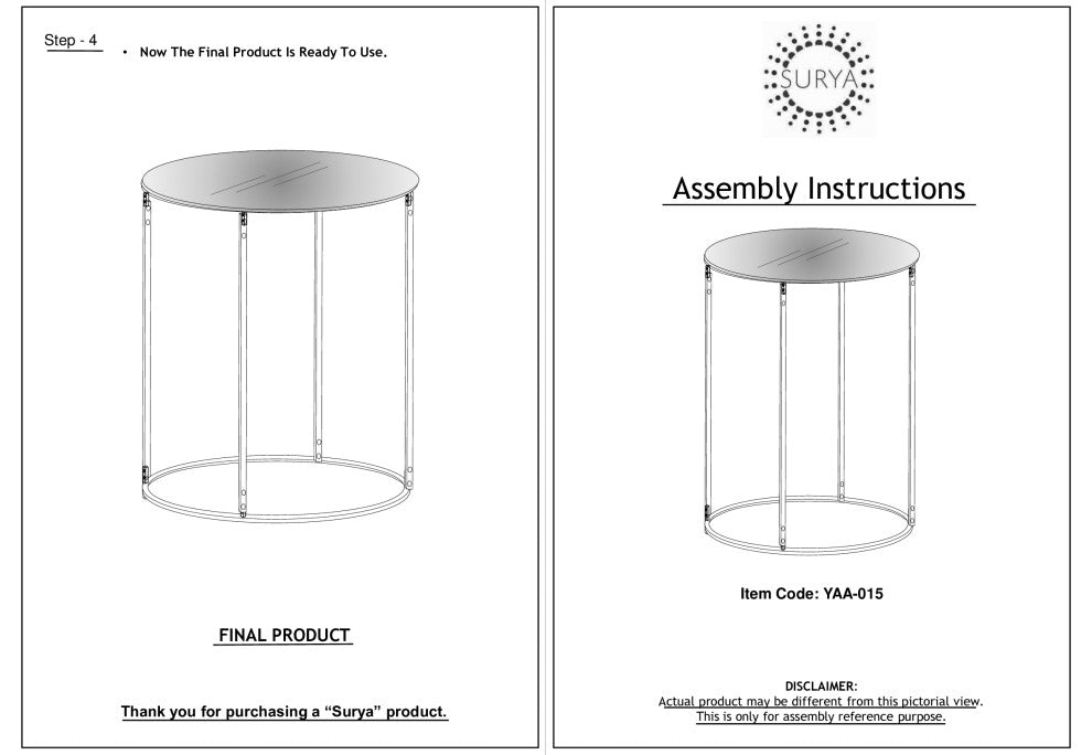 Surya Aryaa Yaa-015 End Table 24"Hx14"Wx14"D
