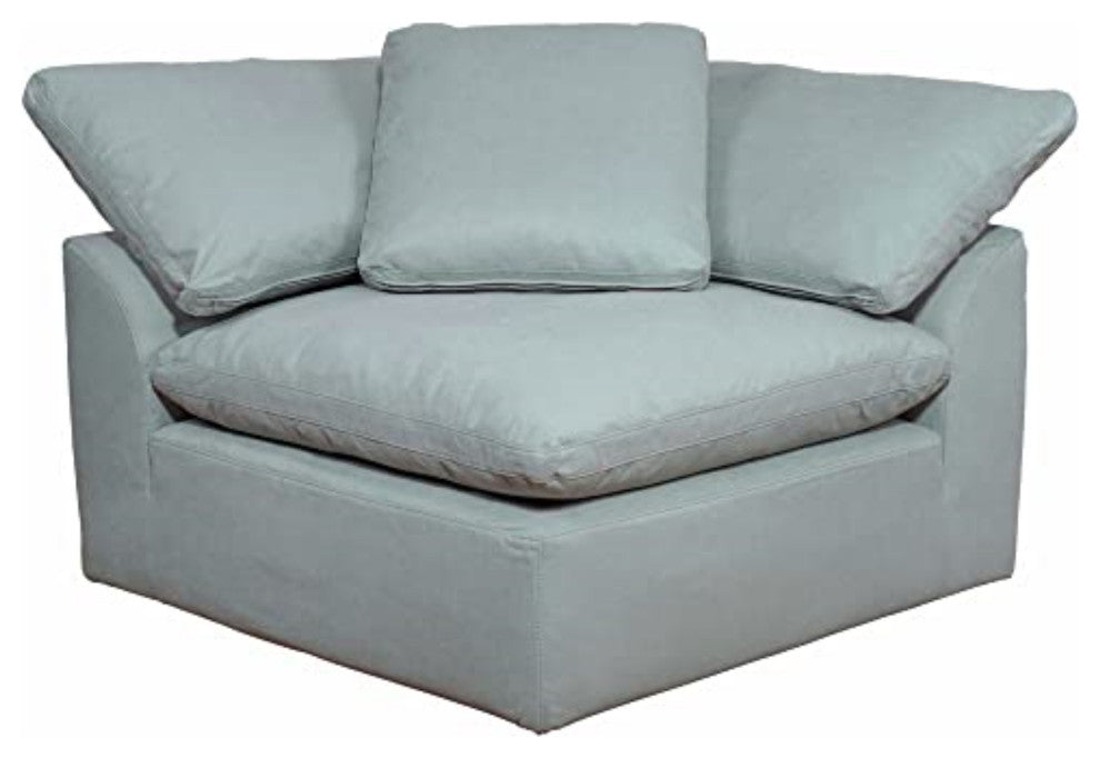 3-Piece Slip-Covered L-Shape Sectional Sofa, Ocean Blue