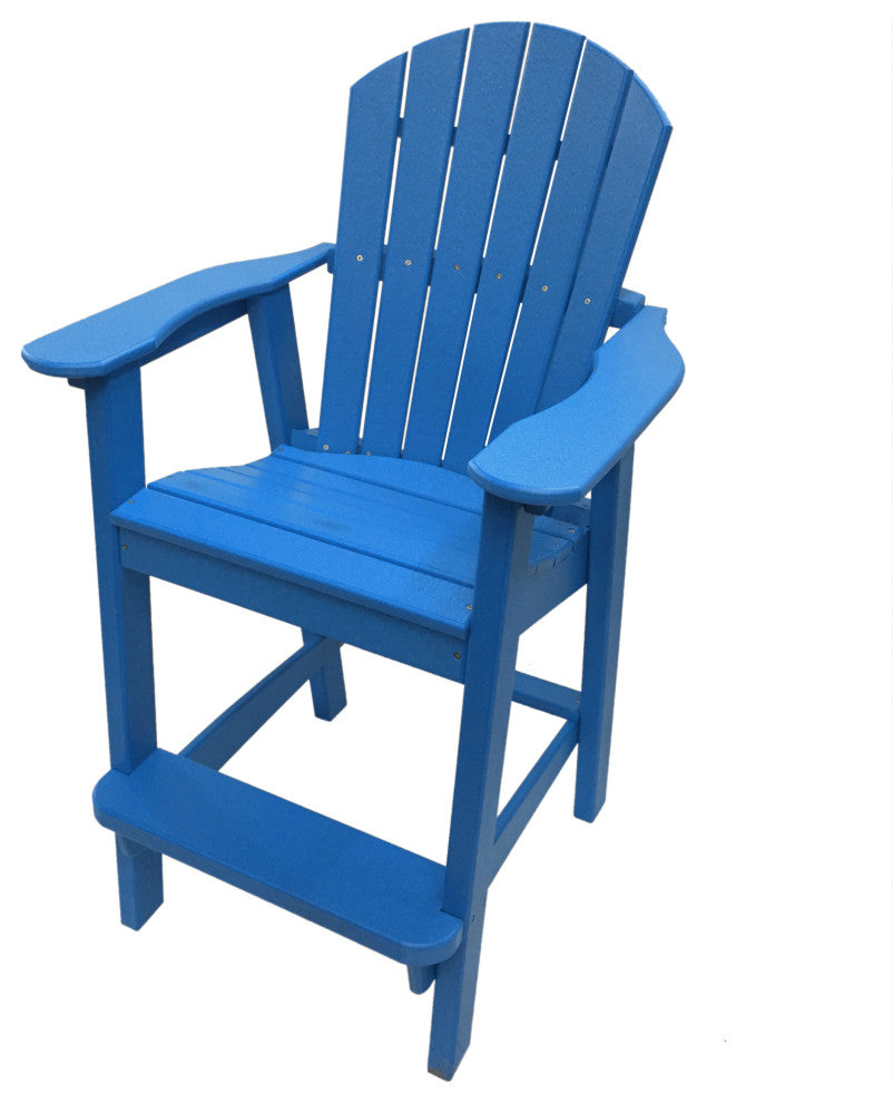Phat Tommy Tall Adirondack Chair, All Weather Balcony Chair, Poly Furniture, Marina Blue
