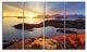 Ocean Coast Nice Sunset in Norway, Seashore Canvas Print, 48"x28", 4 Panels